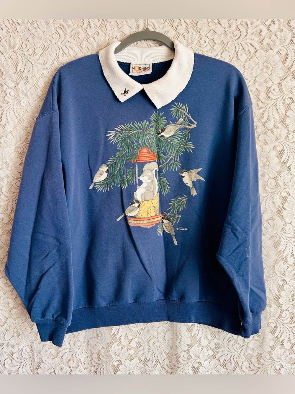 Vintage Morning Sun Bunny Bird Sweatshirt Large Barbara Higgins Bond Wildlife🐿️